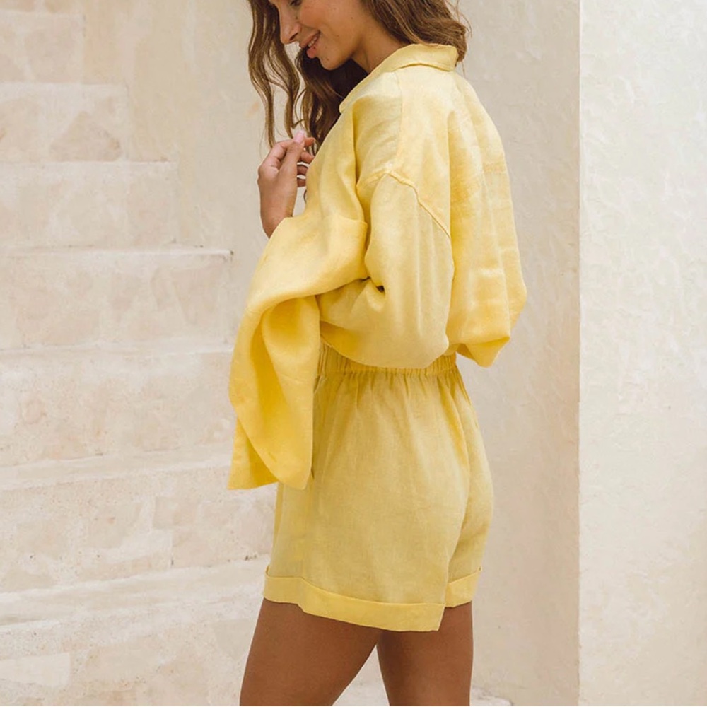 Rove SUMMER Shorts lemon linen size large - Picture 5 of 11